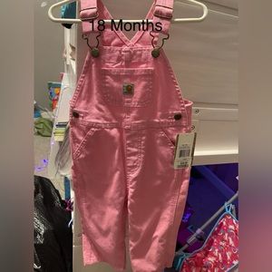 18 Months Carhart Pink Canvas Bibs
